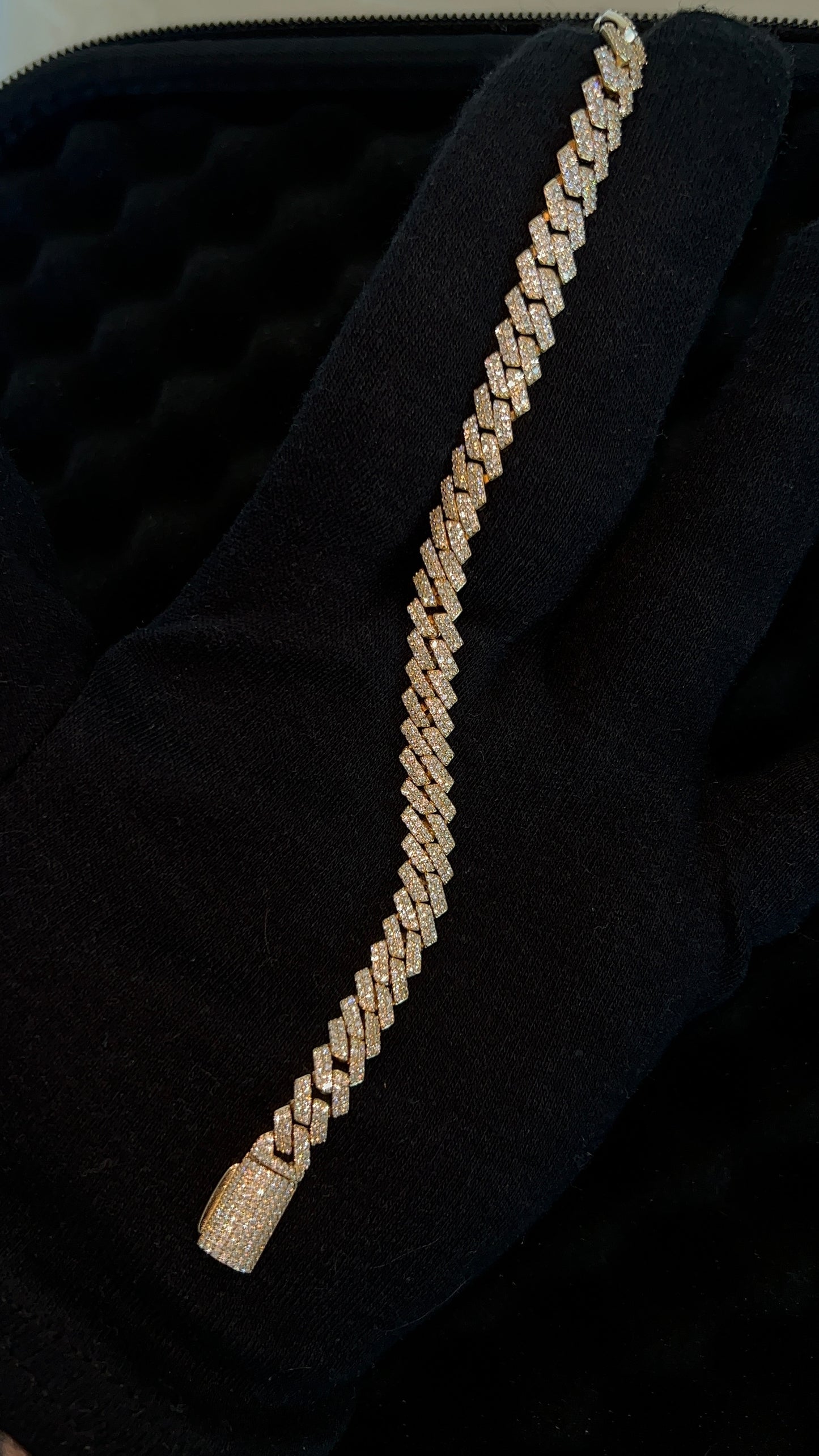 Cuban Bracelet – 925 Silver, 14K Gold Plating 6.00 CTW