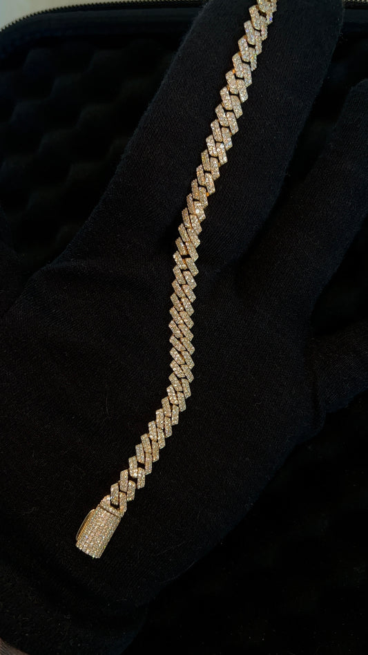 Cuban Bracelet – 925 Silver, 14K Gold Plating 6.00 CTW