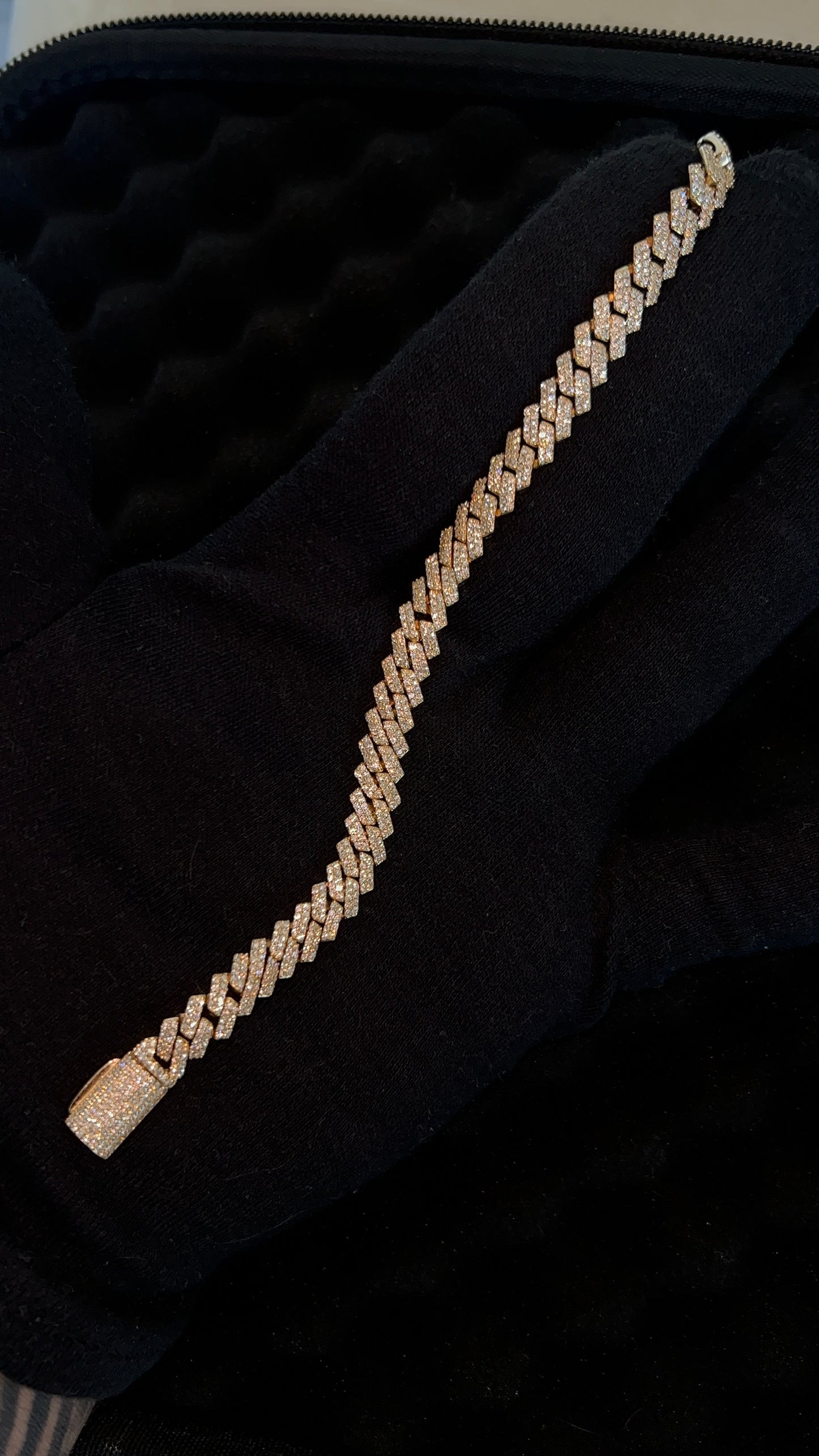 Cuban Bracelet – 925 Silver, 14K Gold Plating 6.00 CTW