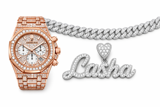 Rose Gold AP + Cuban chain 8mm + 2 inch Pendant