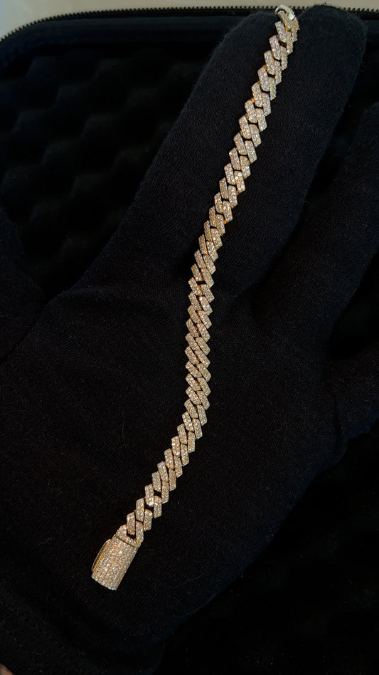 Cuban Bracelet – 925 Silver, 14K Gold Plating 6.00 CTW